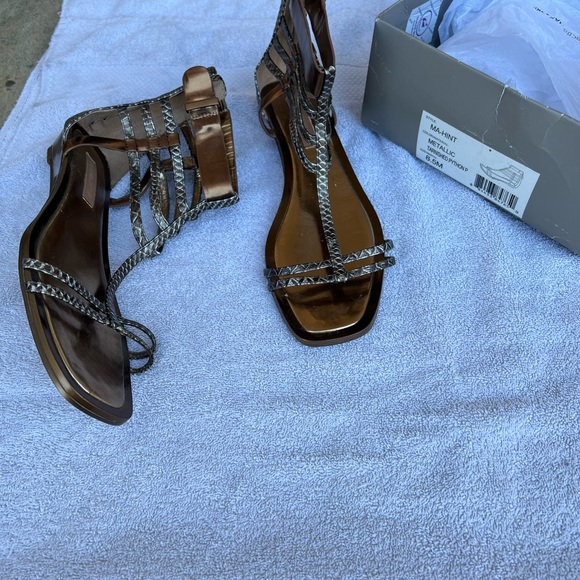 New BCBGMaxazria Hint Metallic Gladiator Sandals - Picture 7 of 13